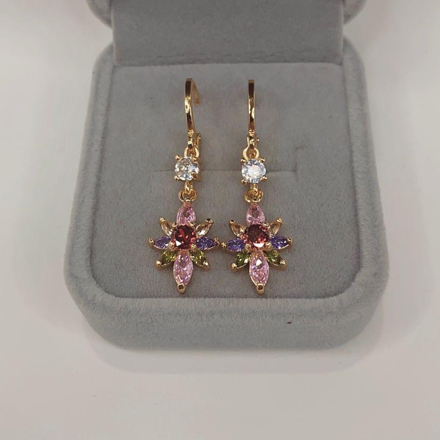 Aretes de flor multicolor